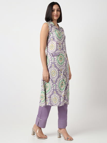 Nylangan Straight Fit Printed Sleeveless Kurta with Pant Set