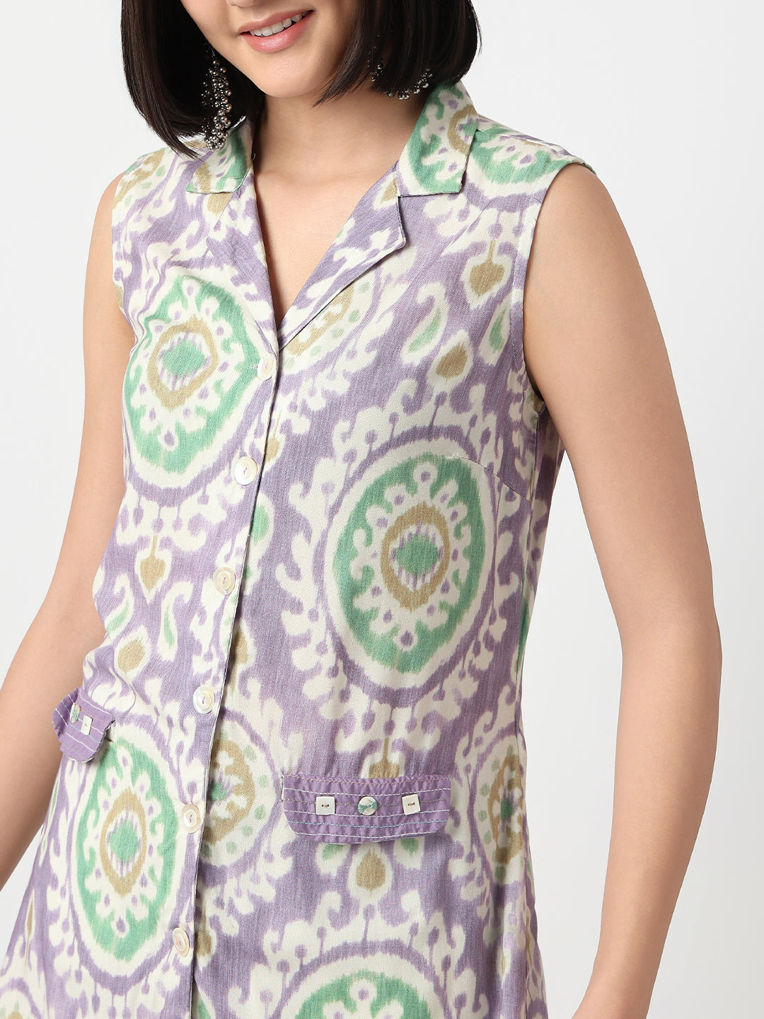 Nylangan Straight Fit Printed Sleeveless Kurta with Pant Set