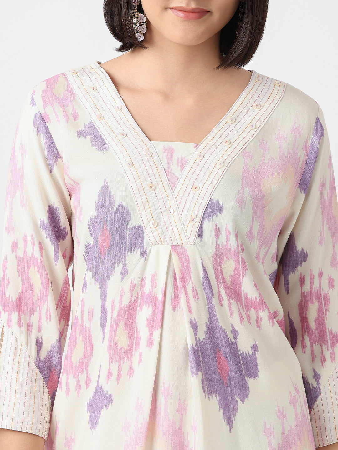 Nylangan Straight Fit Printed Three-Fourth Sleeve Kurta with Pant Set