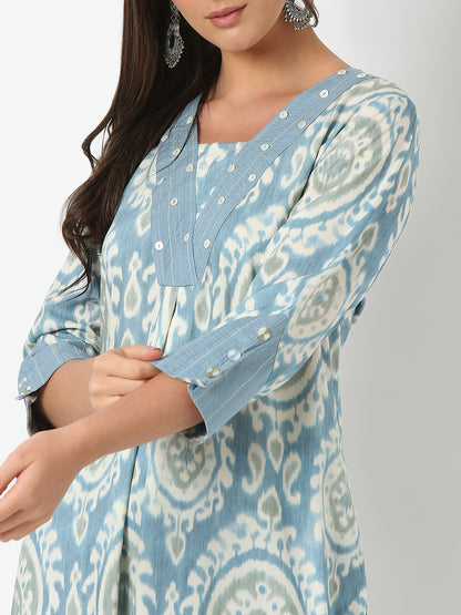 Nylangan Straight Fit Printed Three-Fourth Sleeve Kurta with Pant Set
