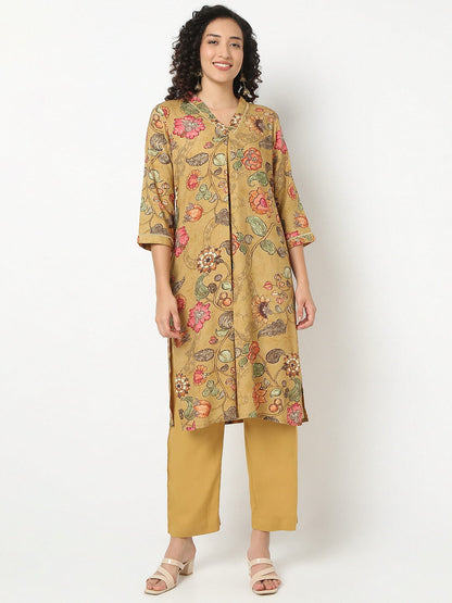 Nylangan Regular Fit Printed V-Neck Kurta With Pant Set