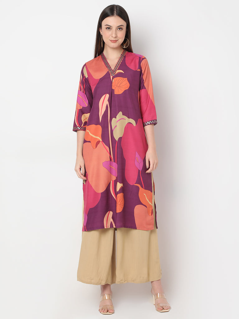 Nylangan Regular Fit Printed Below Knee A-Line Kurta