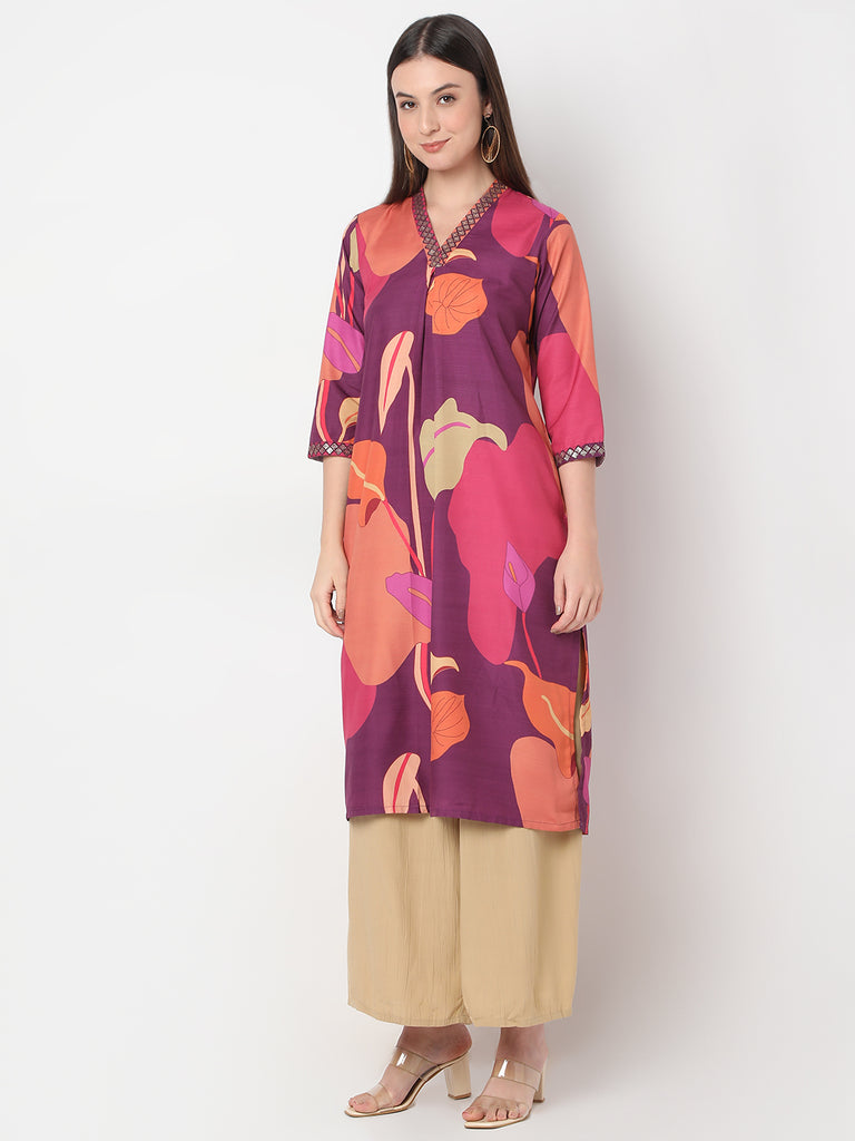 Nylangan Regular Fit Printed Below Knee A-Line Kurta