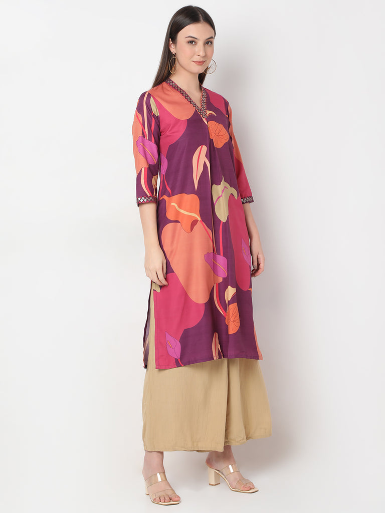 Nylangan Regular Fit Printed Below Knee A-Line Kurta