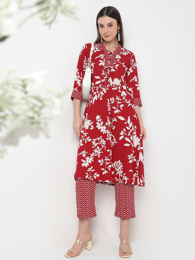 Nylangan Regular Fit Printed Below Knee A-Line Kurta