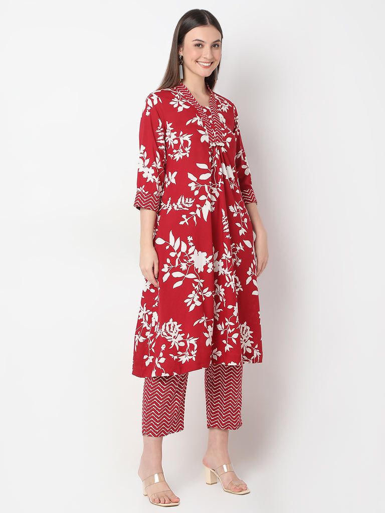 Nylangan Regular Fit Printed Below Knee A-Line Kurta