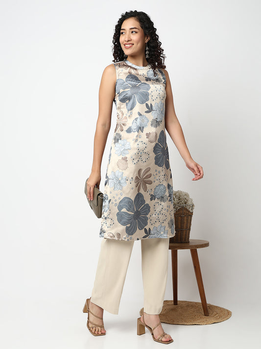 Nylangan Printed Straight Sleeveless Kurta
