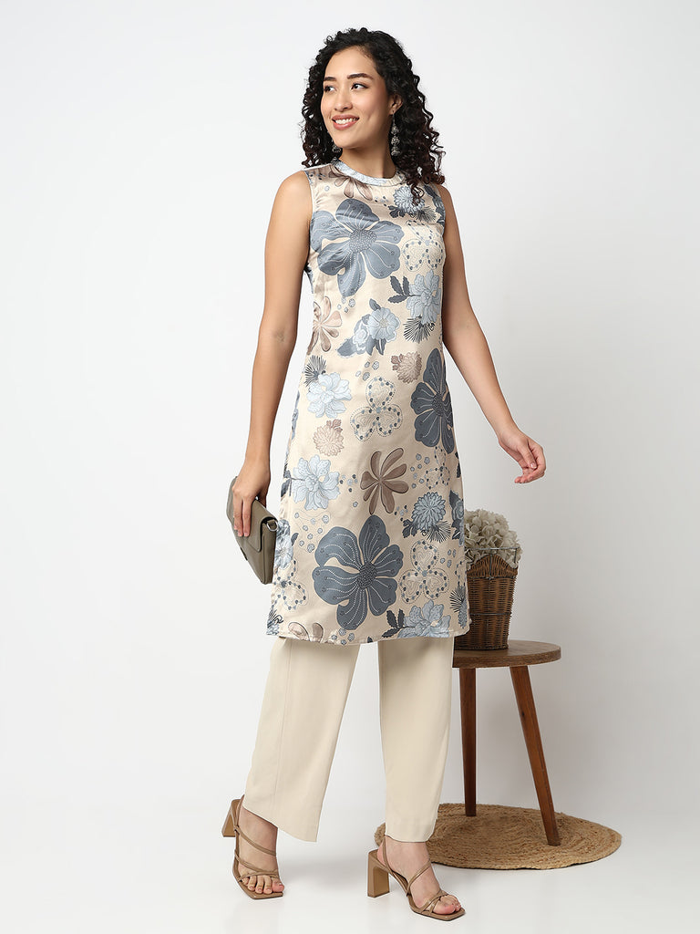 Nylangan Printed Straight Sleeveless Kurta