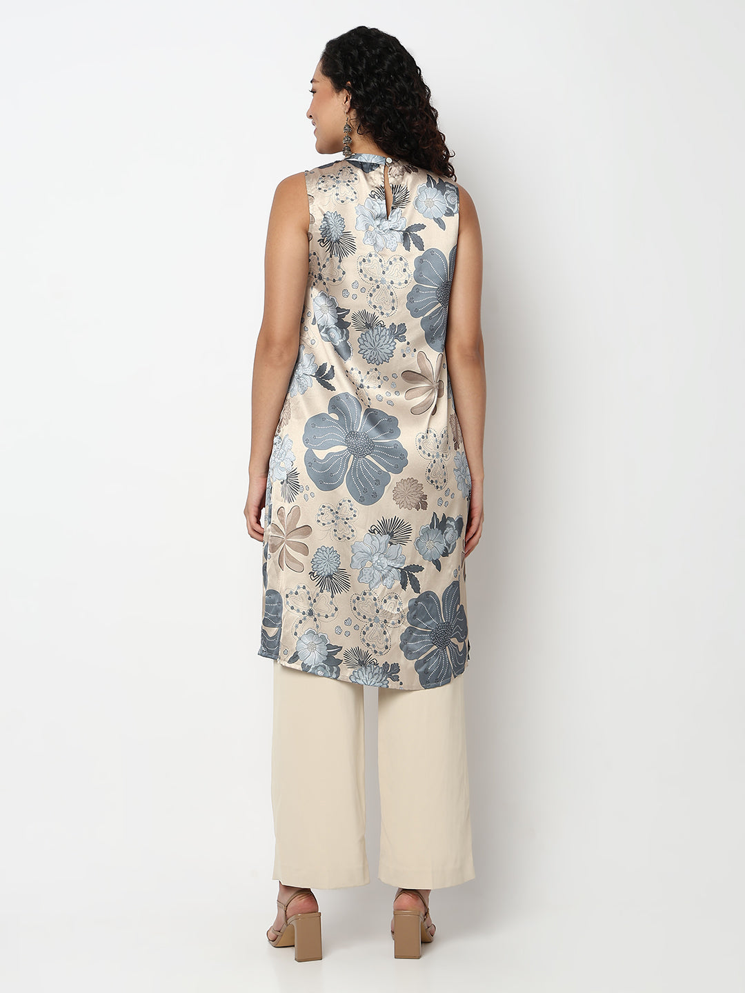 Nylangan Printed Straight Sleeveless Kurta
