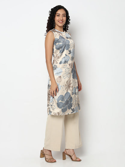 Nylangan Printed Straight Sleeveless Kurta