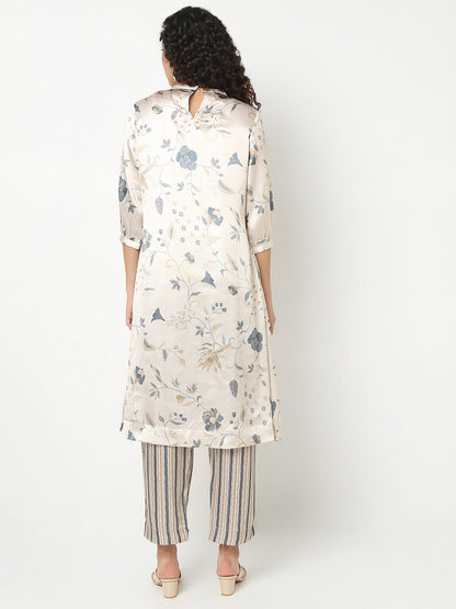 Nylangan Straight Fit Floral Round Neck Kurta