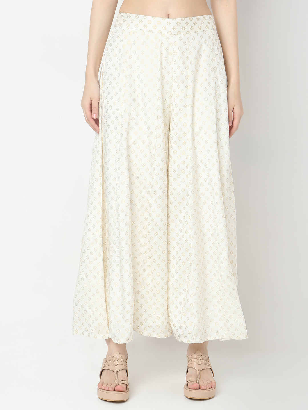 Flare Fit Printed Mid Rise Palazzos
