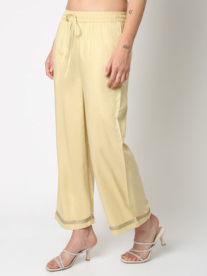 Regular Fit Solid Mid Rise Palazzos