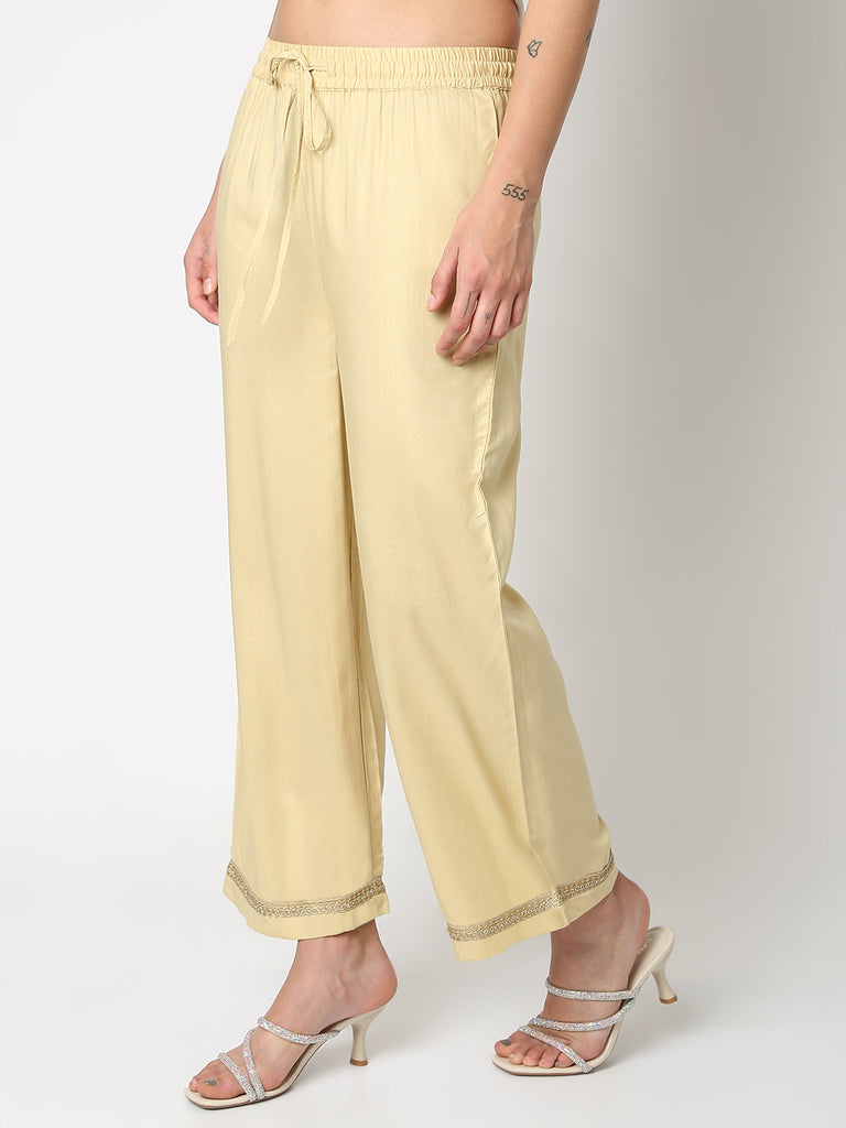 Regular Fit Solid Mid Rise Palazzos