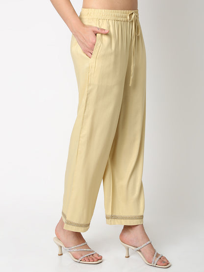 Regular Fit Solid Mid Rise Palazzos