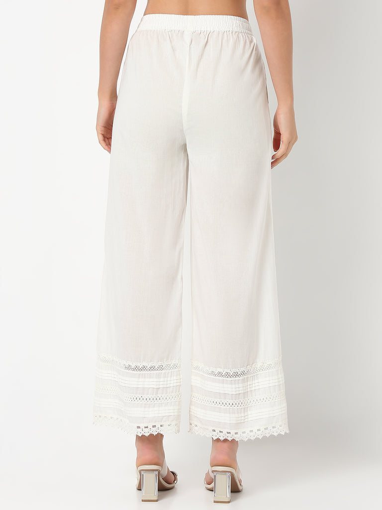 Straight Fit Solid Ankle Length Mid Rise Palazzos