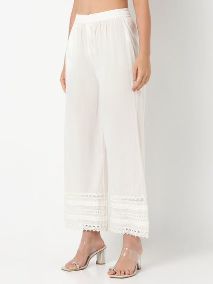 Straight Fit Solid Ankle Length Mid Rise Palazzos
