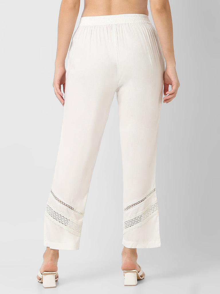 Straight Fit Lace Mid Rise Ethnic Pant