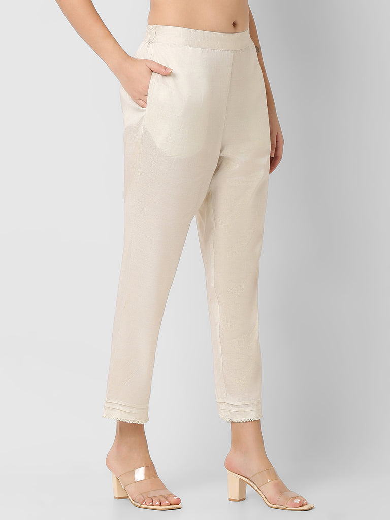 Regular Fit Solid Mid Rise Ethnic Pant