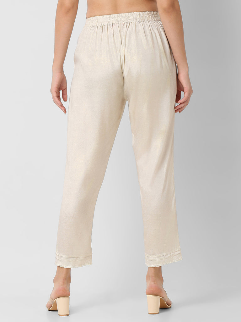 Regular Fit Solid Mid Rise Ethnic Pant