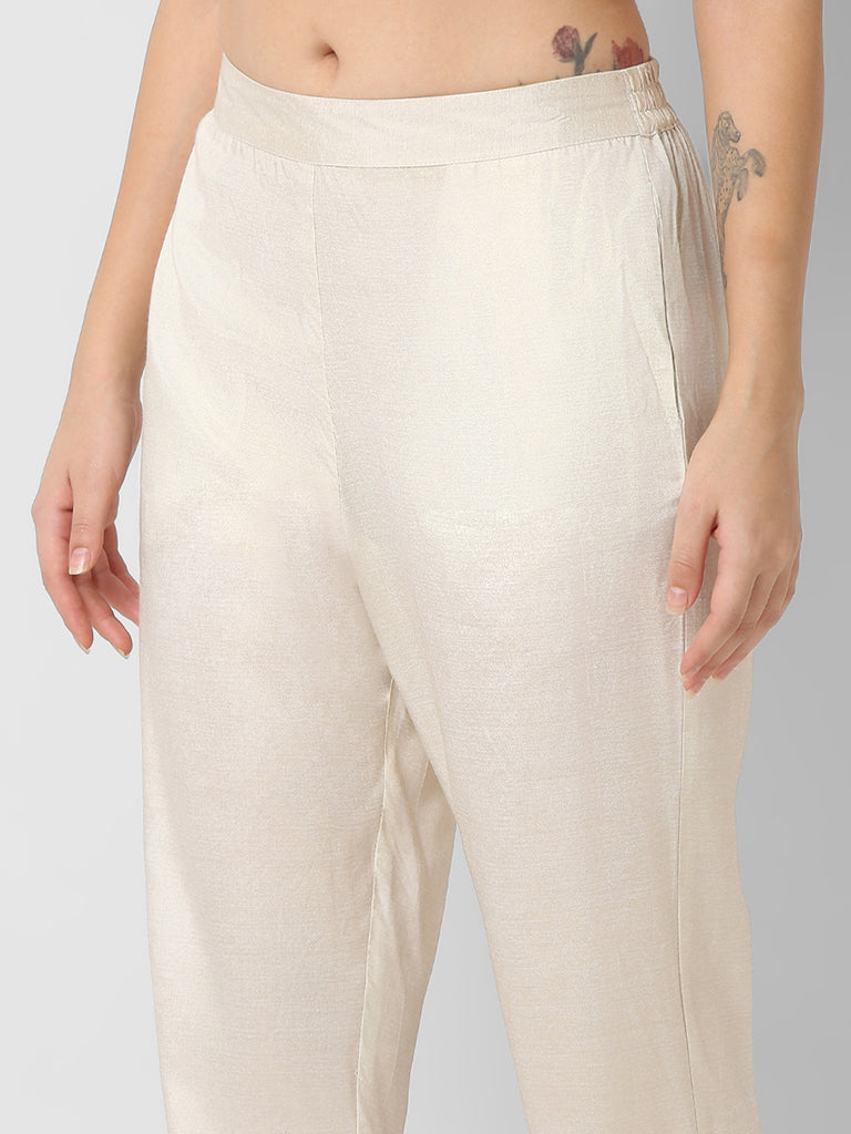 Regular Fit Solid Mid Rise Ethnic Pant