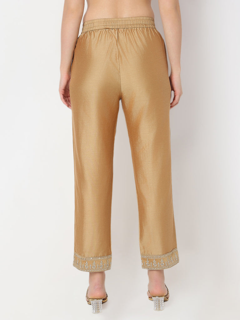 Straight Fit Solid Ankle Length Pants