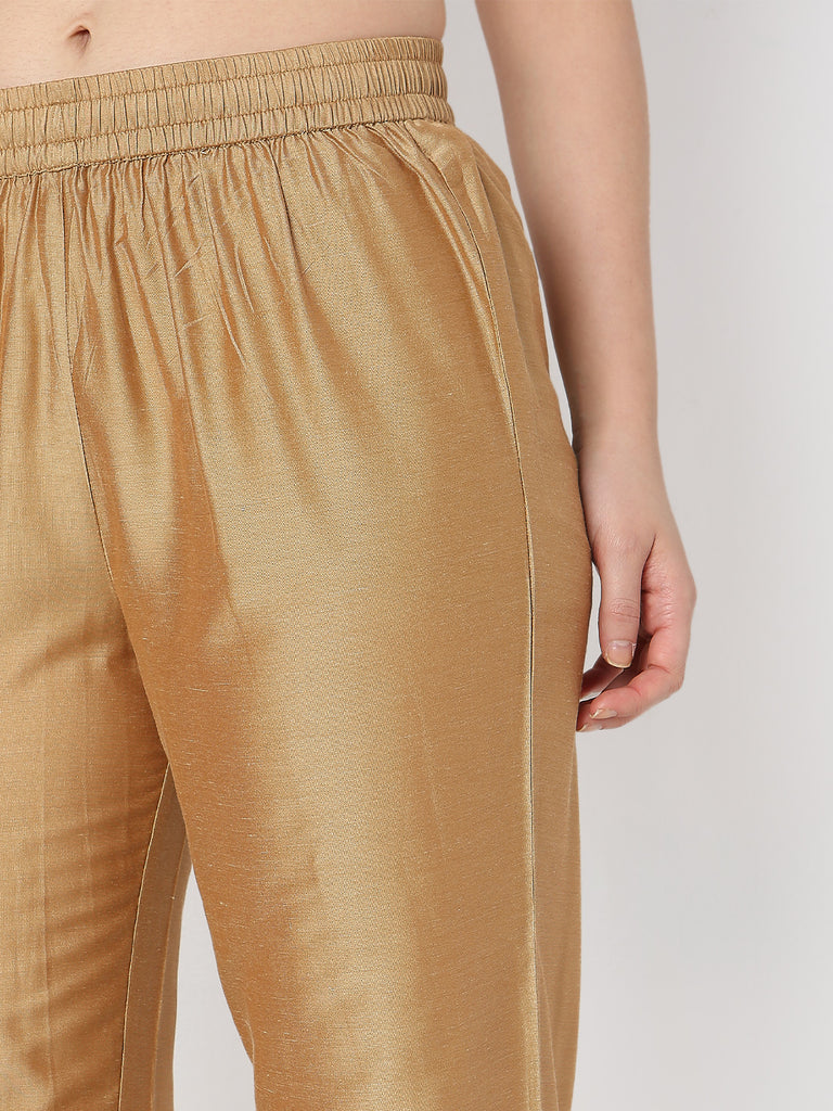 Straight Fit Solid Ankle Length Pants