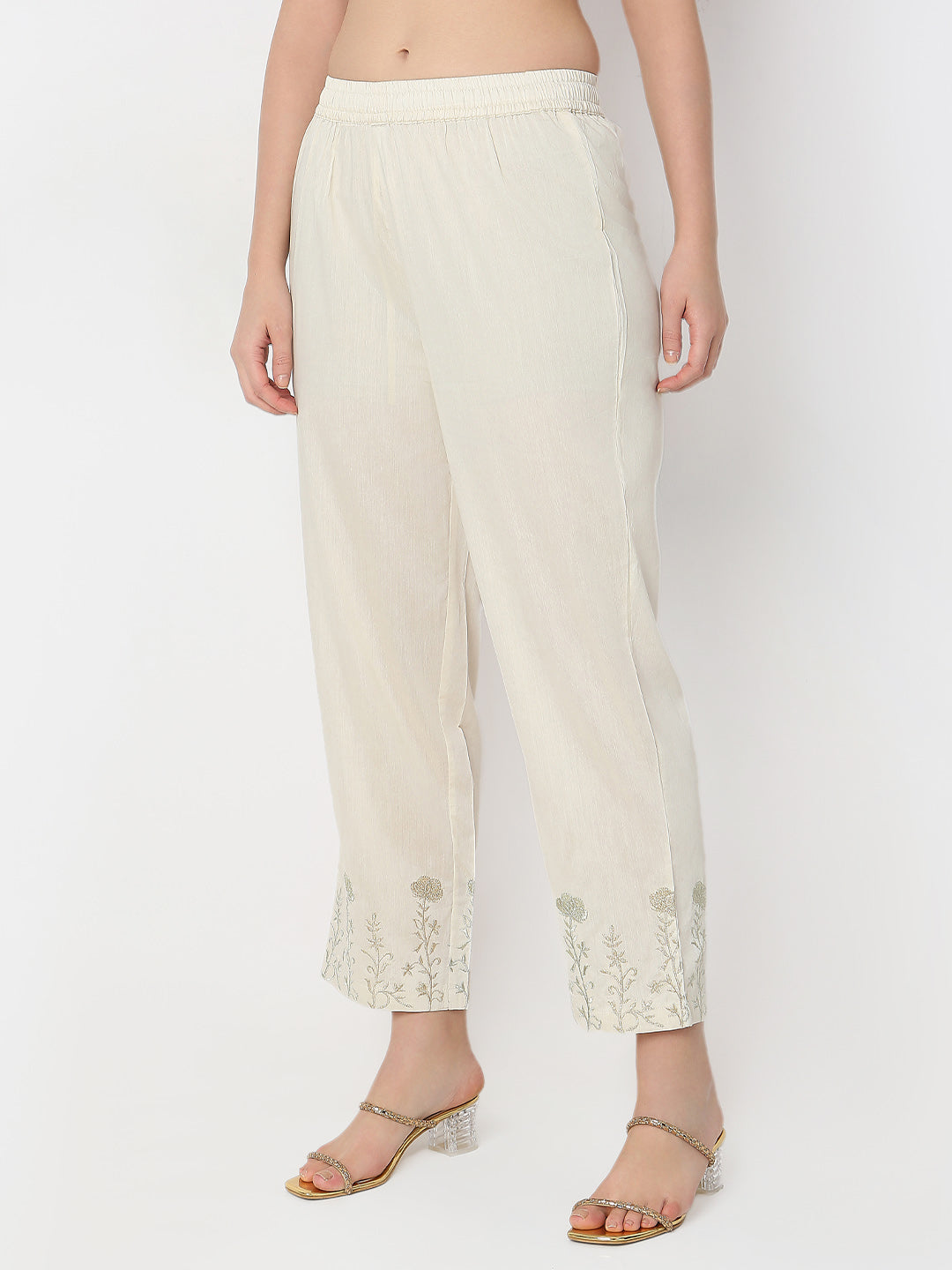 Straight Fit Solid Ankle Length Pants