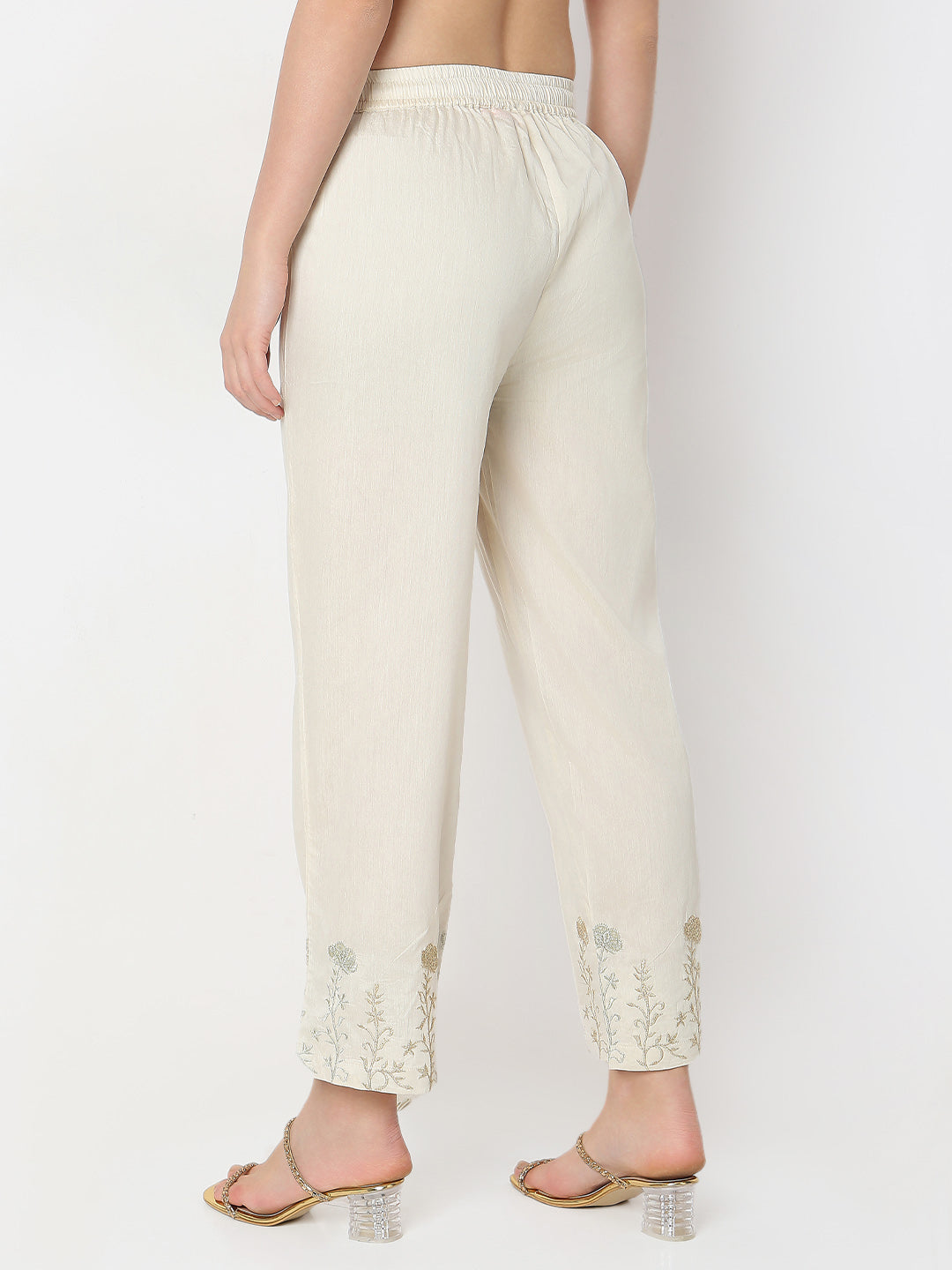 Straight Fit Solid Ankle Length Pants