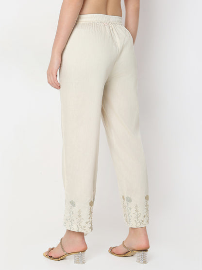Straight Fit Solid Ankle Length Pants