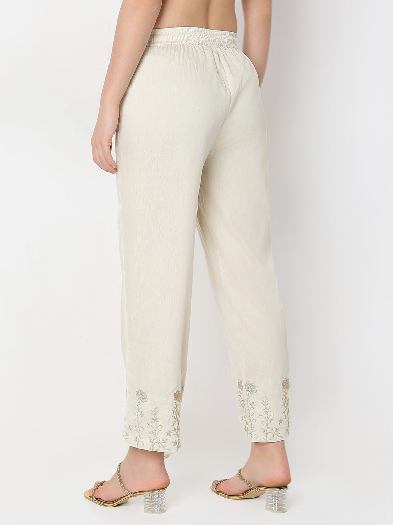 Straight Fit Solid Ankle Length Pants