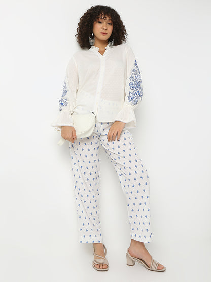 Straight Fit Printed Ankle Length Mid Rise Pants