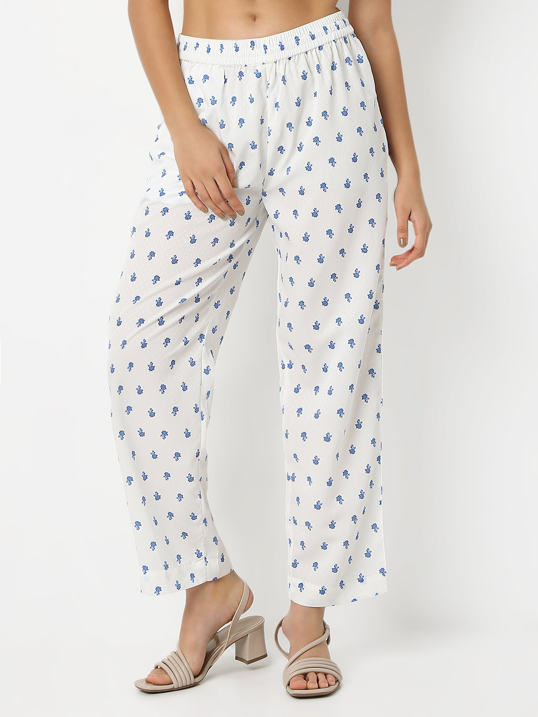 Straight Fit Printed Ankle Length Mid Rise Pants
