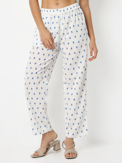Straight Fit Printed Ankle Length Mid Rise Pants
