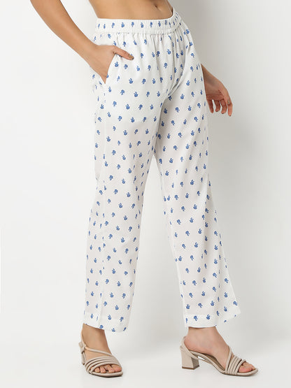 Straight Fit Printed Ankle Length Mid Rise Pants