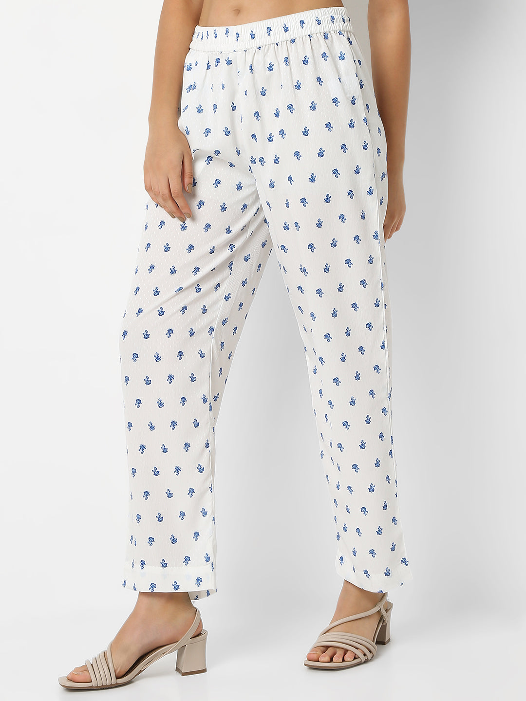 Straight Fit Printed Ankle Length Mid Rise Pants