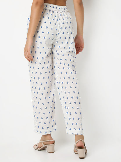Straight Fit Printed Ankle Length Mid Rise Pants