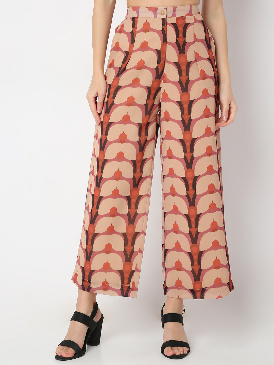 Relaxed Fit Printed Desert Dunes Mid Rise Pants