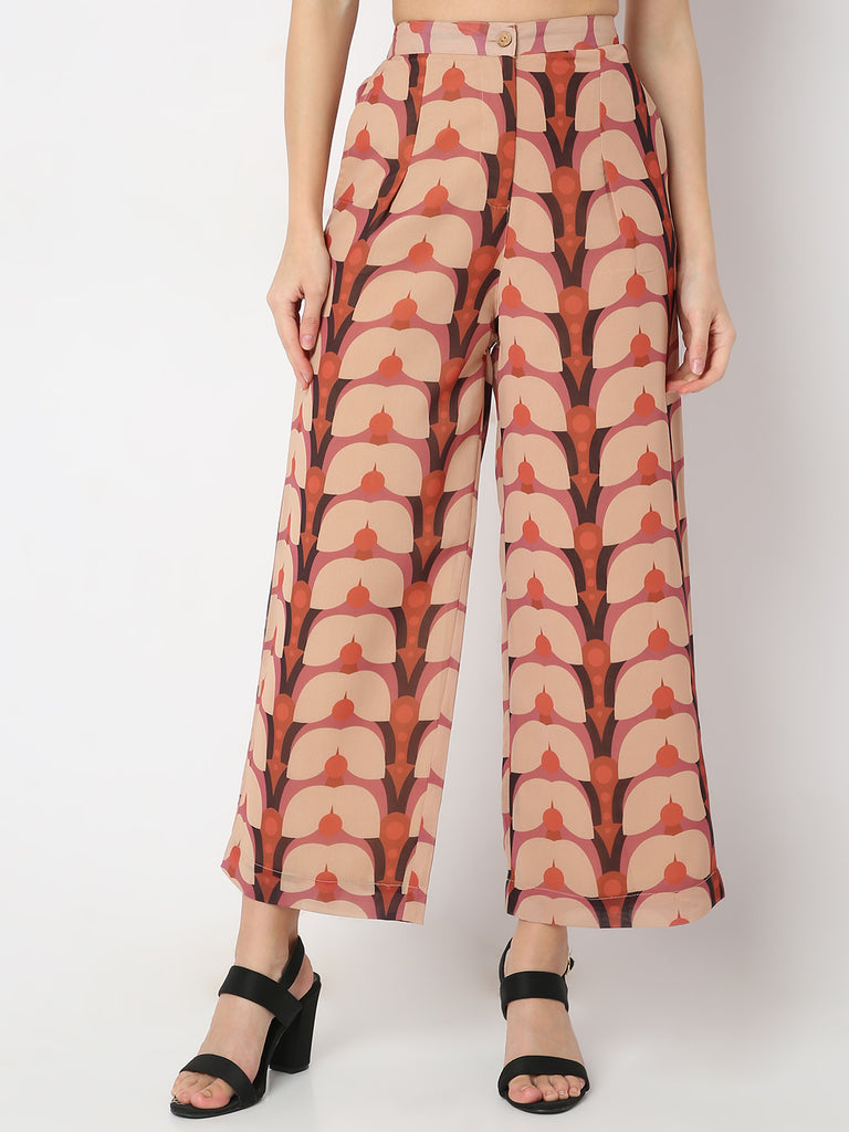 Relaxed Fit Printed Desert Dunes Mid Rise Pants