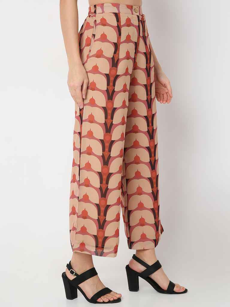 Relaxed Fit Printed Desert Dunes Mid Rise Pants