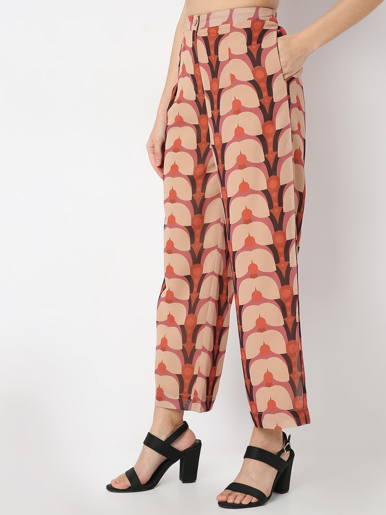 Relaxed Fit Printed Desert Dunes Mid Rise Pants