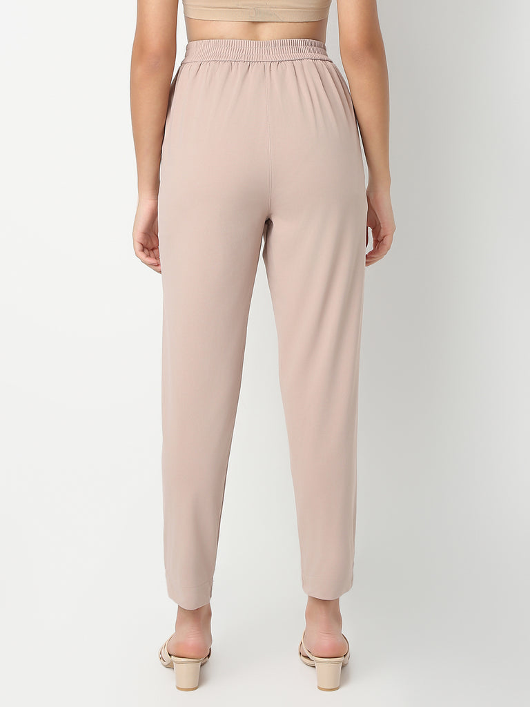 Straight Fit Solid Ankle Length Mid Rise Pants