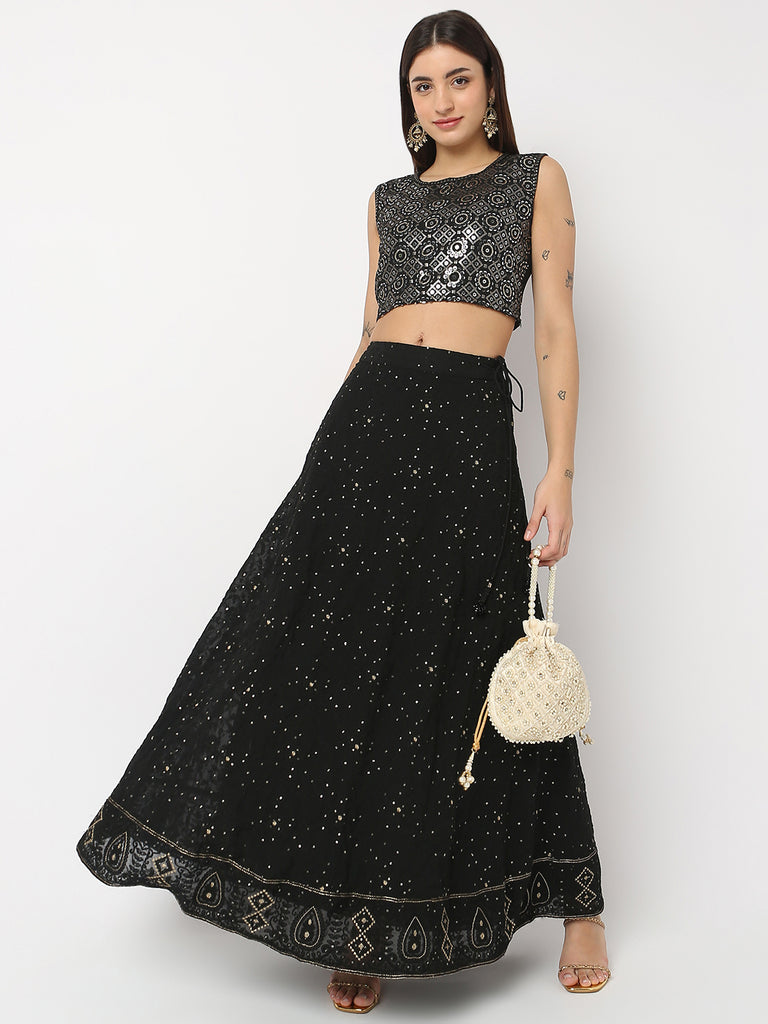 Flare Fit Mid Rise Embroidered Skirts