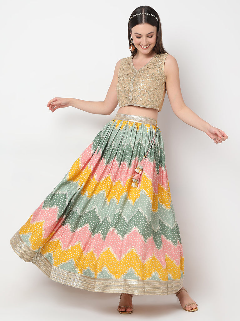 Flare Fit Printed Full Length Flared Skirts