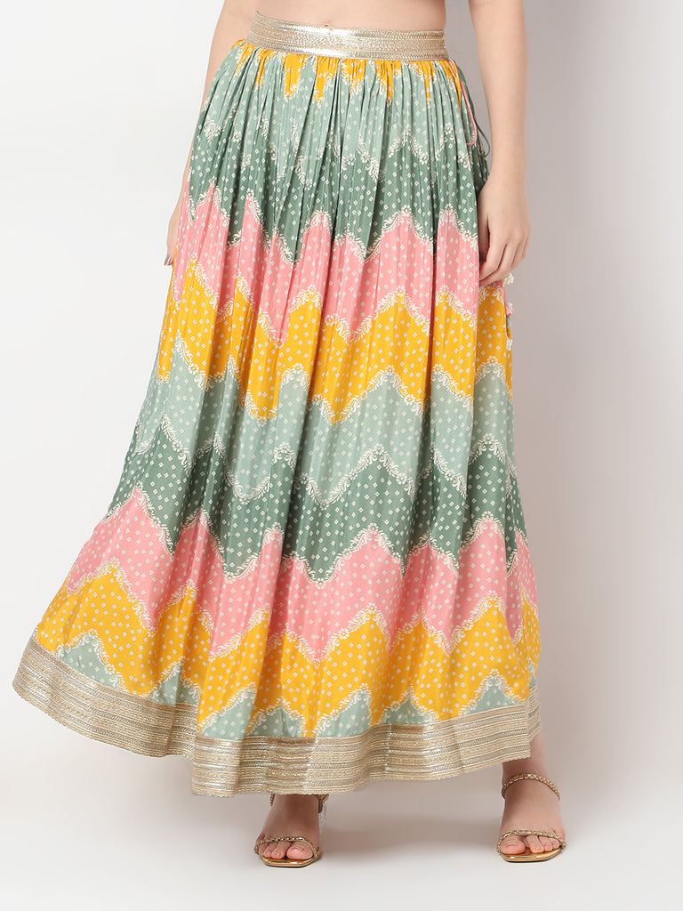 Flare Fit Printed Full Length Flared Skirts