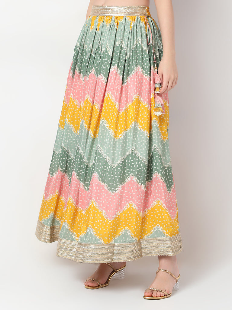 Flare Fit Printed Full Length Flared Skirts