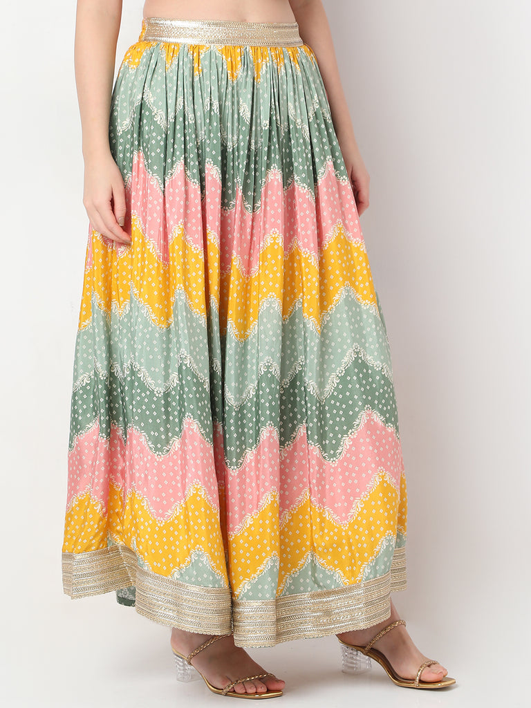 Flare Fit Printed Full Length Flared Skirts