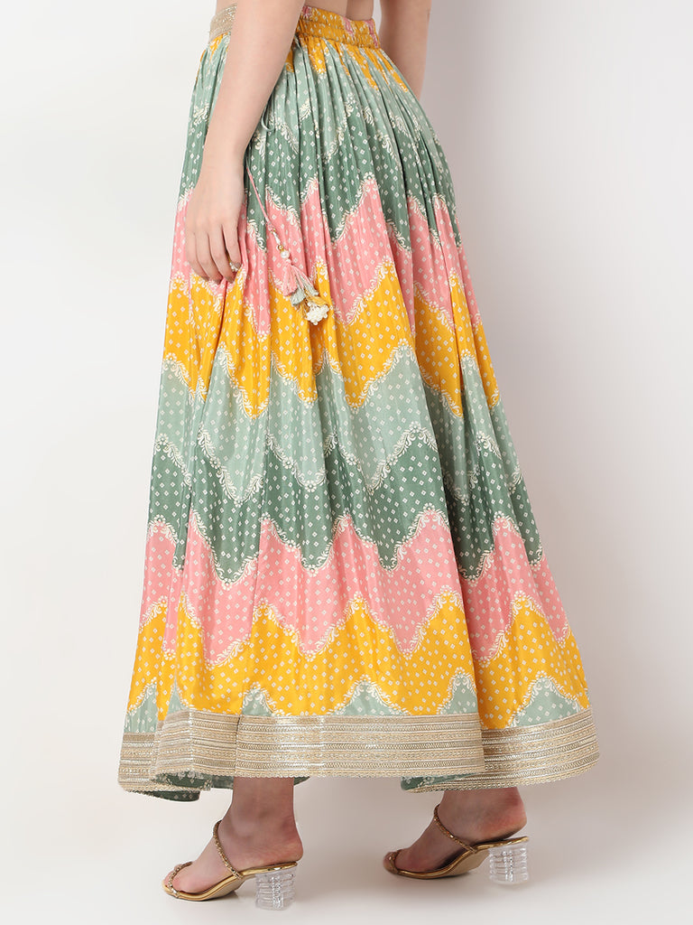 Flare Fit Printed Full Length Flared Skirts