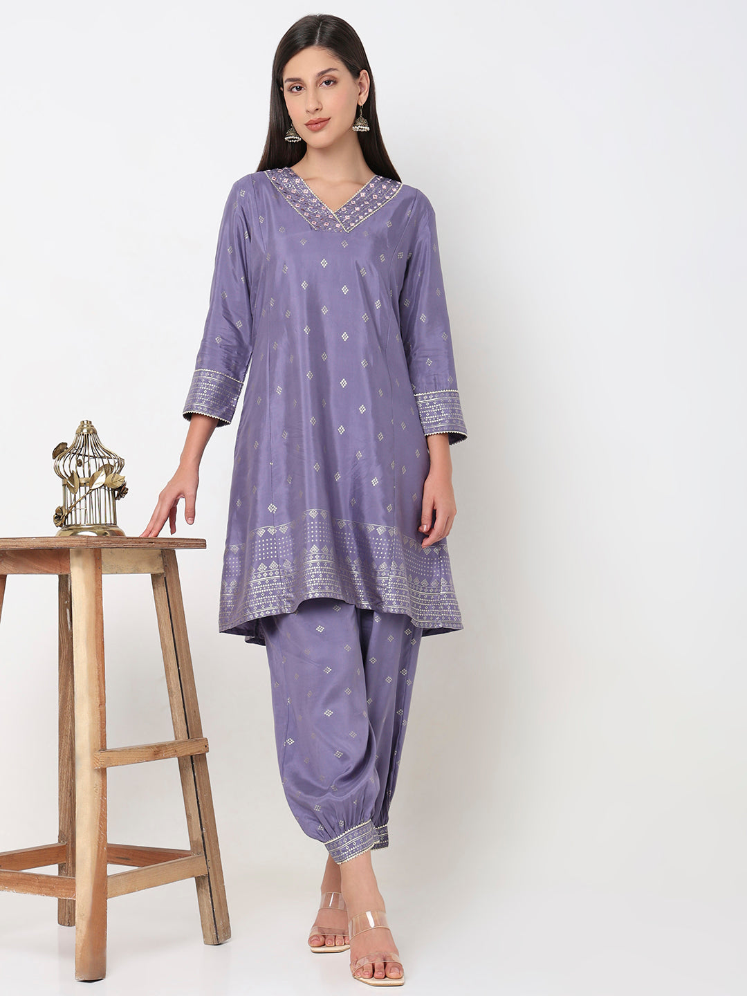 Straight Fit Embroidered Ethnic Set