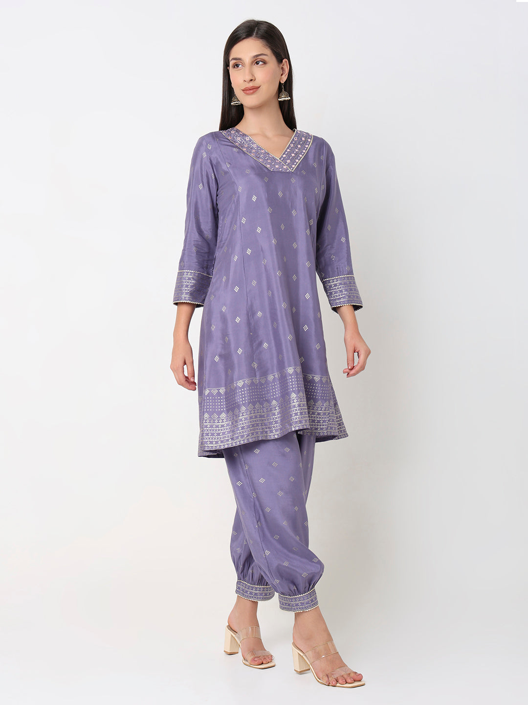 Straight Fit Embroidered Ethnic Set